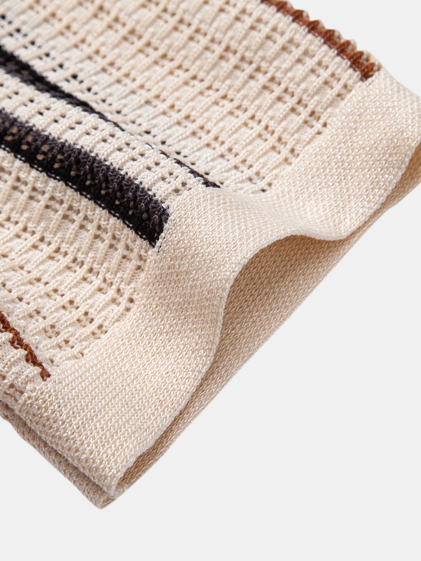 Crochet Striped Button-Front Shirt & Straight-Leg Linen Trousers