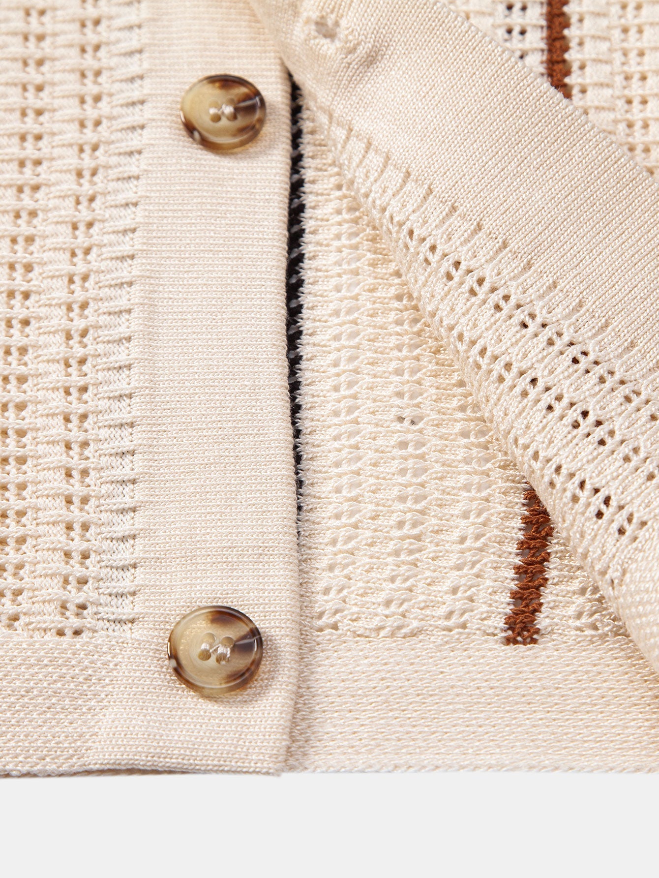 Crochet Striped Button-Front Shirt & Straight-Leg Linen Trousers