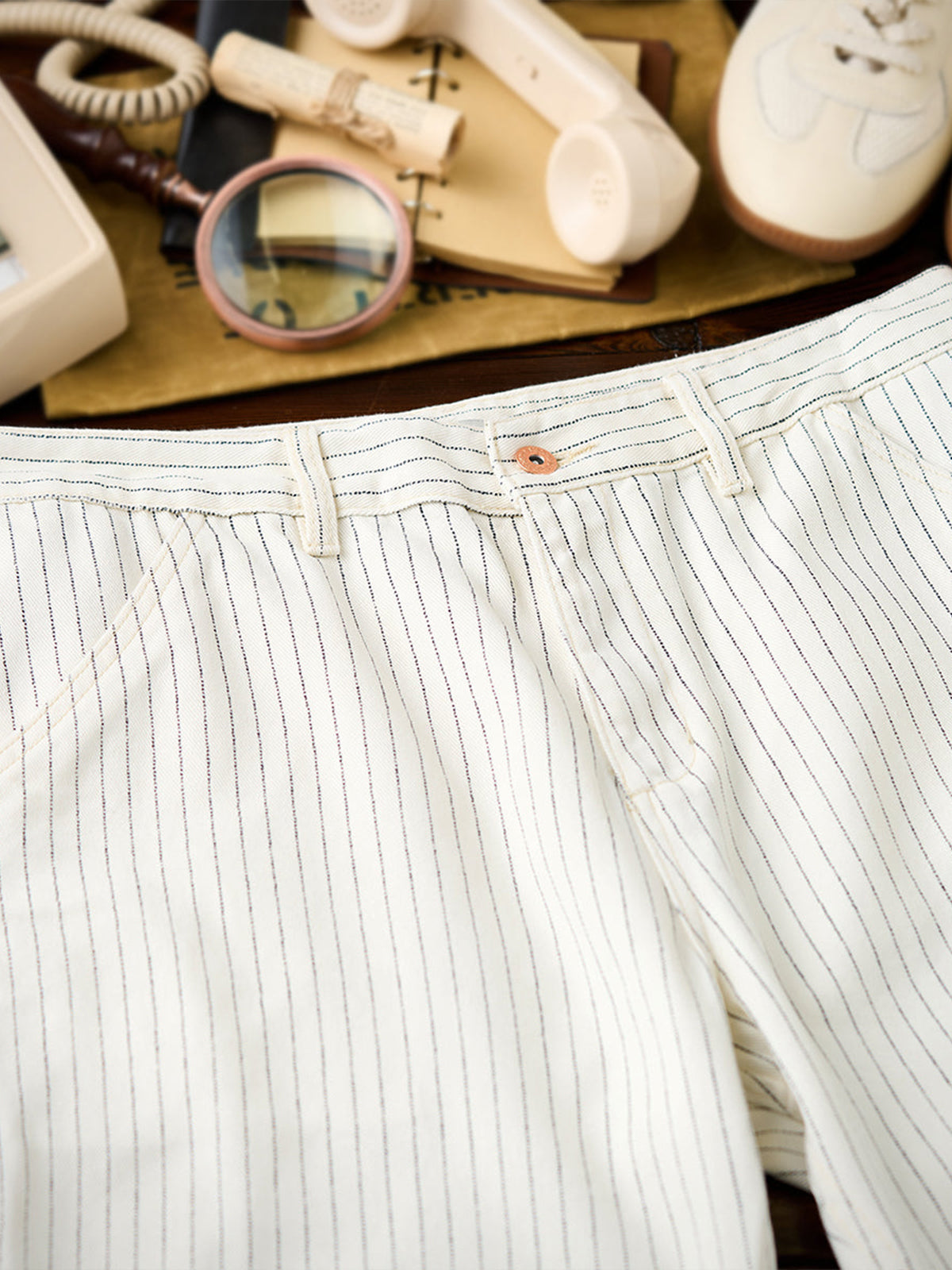 Wabash Stripe White Work Denim Pants