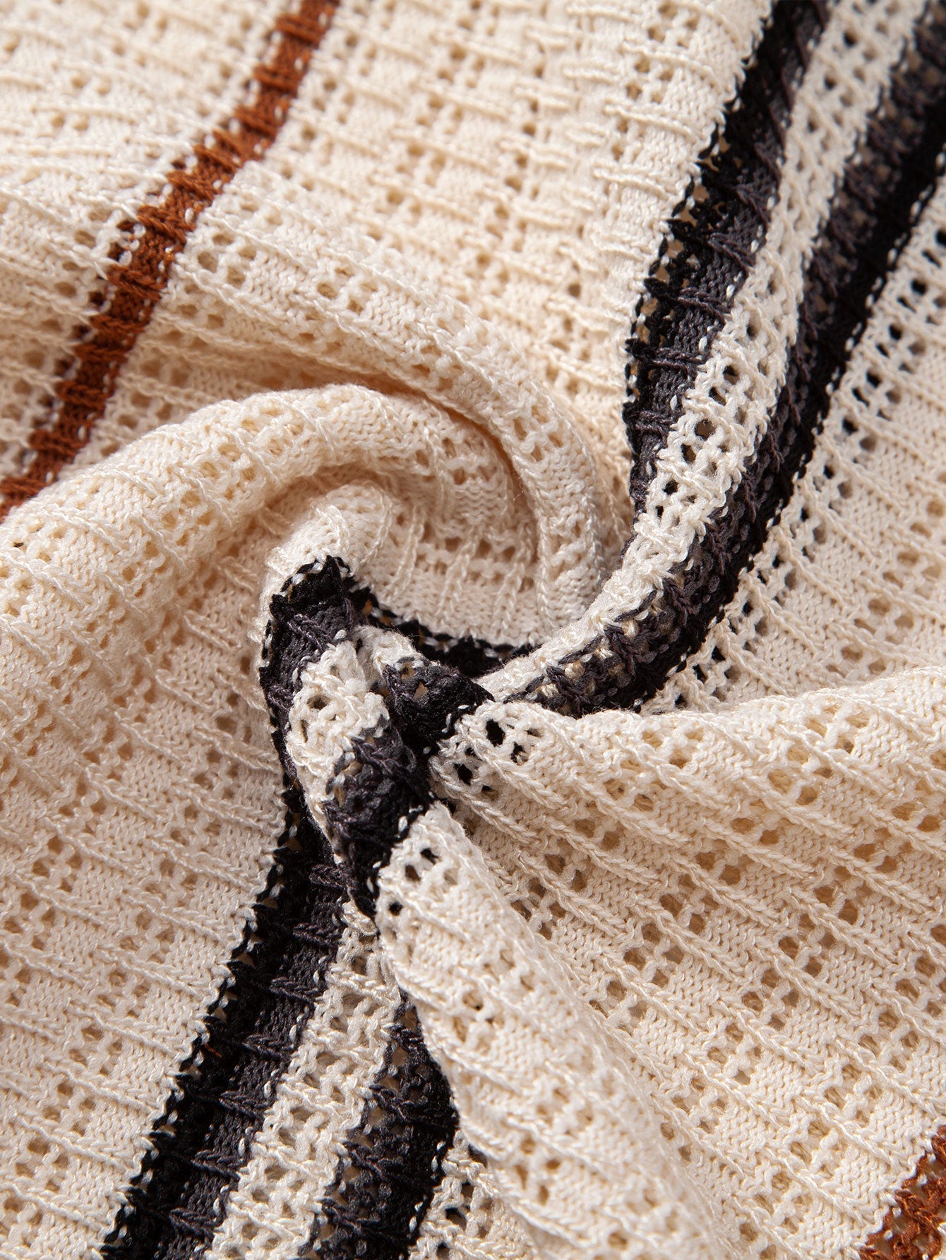 Crochet Striped Button-Front Shirt & Straight-Leg Linen Trousers