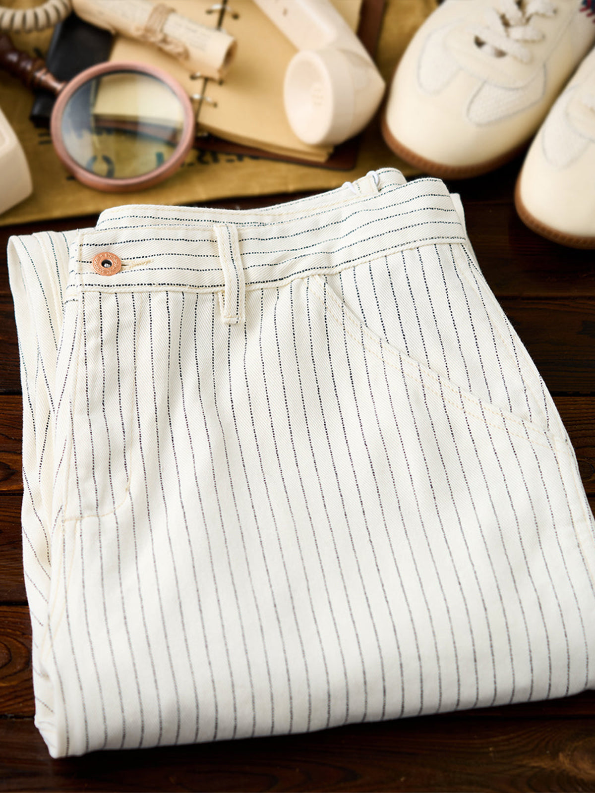Wabash Stripe White Work Denim Pants