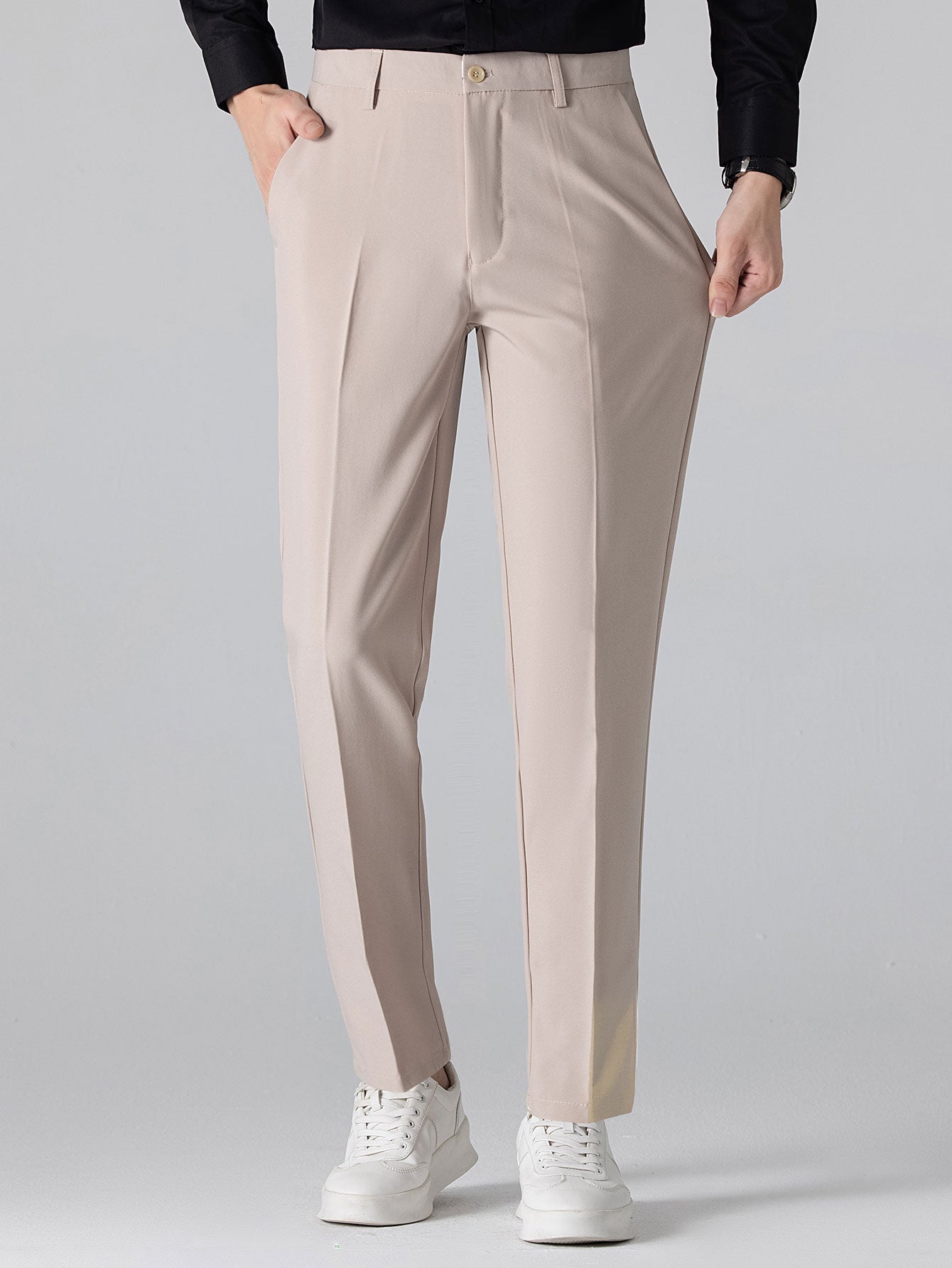 Raised-Collar Shirt & Slim-Fit Tapered Trousers