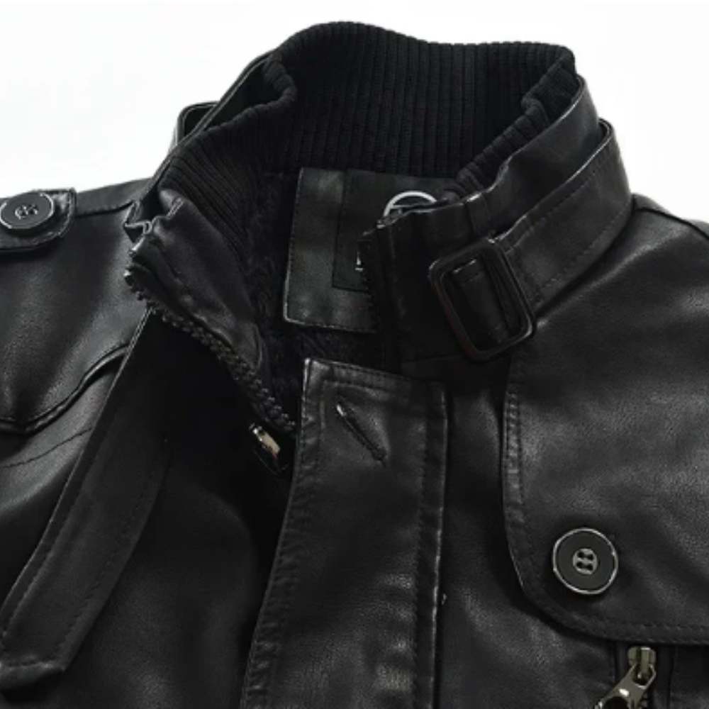 Sleek Long Leather Biker Jacket