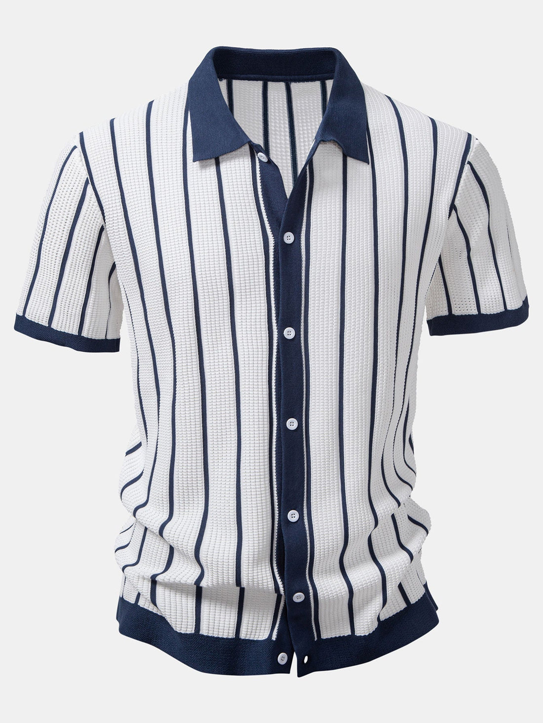 Striped Button-Front Knit Shirt & Straight-Leg Linen Trousers