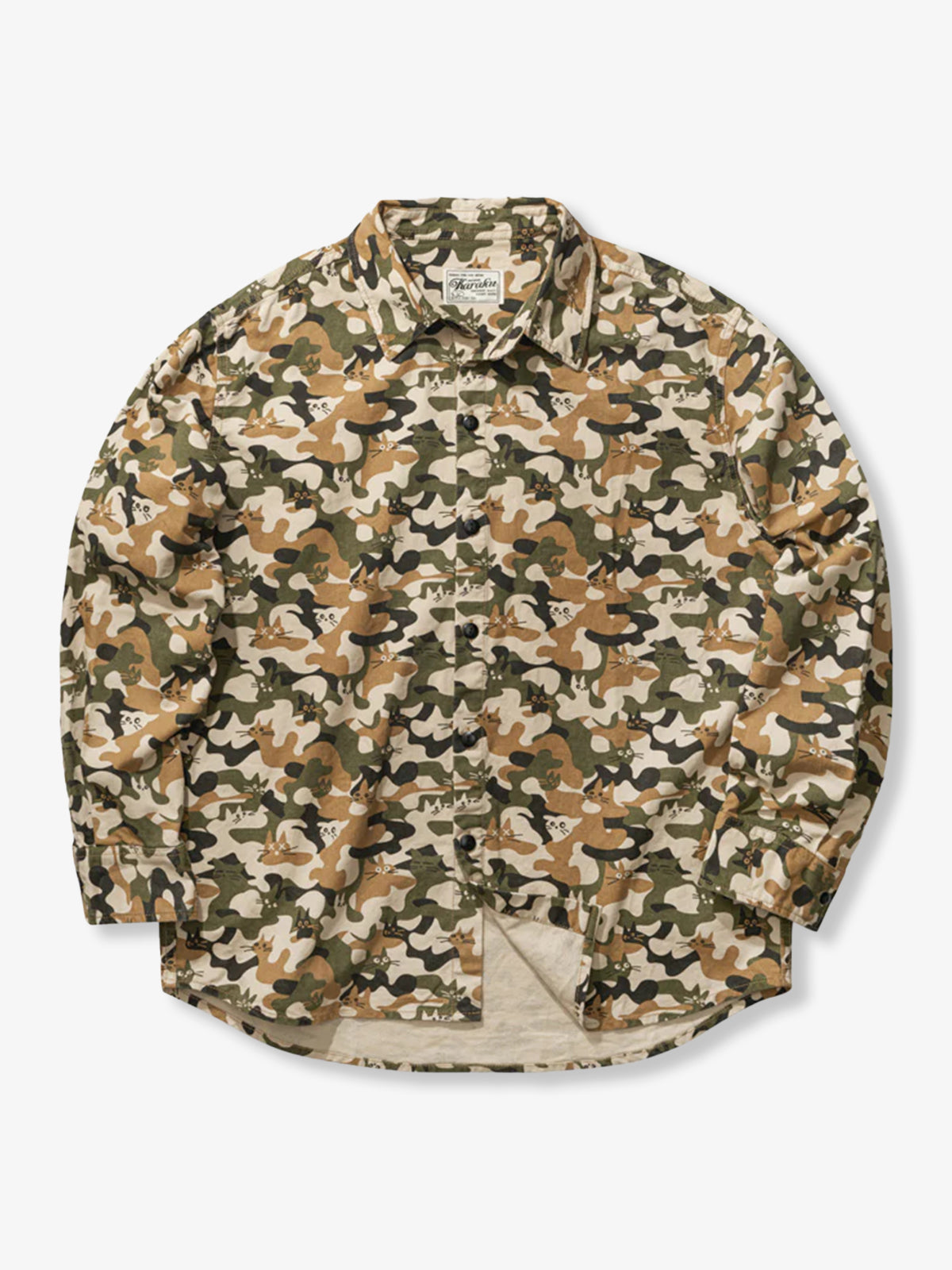 Cat Camouflage Pattern Cotton Work Shirt