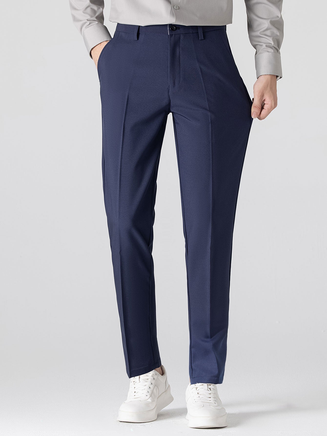 Raised-Collar Shirt & Slim-Fit Tapered Trousers