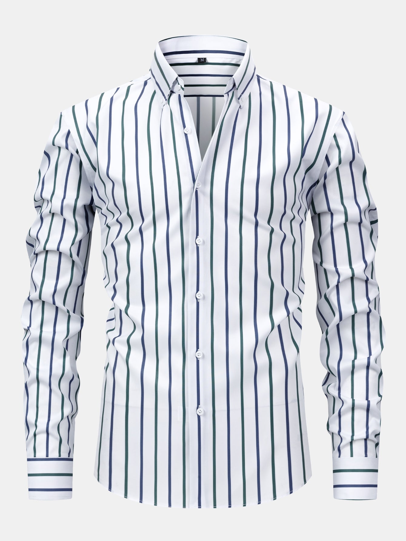 Striped Long-Sleeve Button-Up Shirt