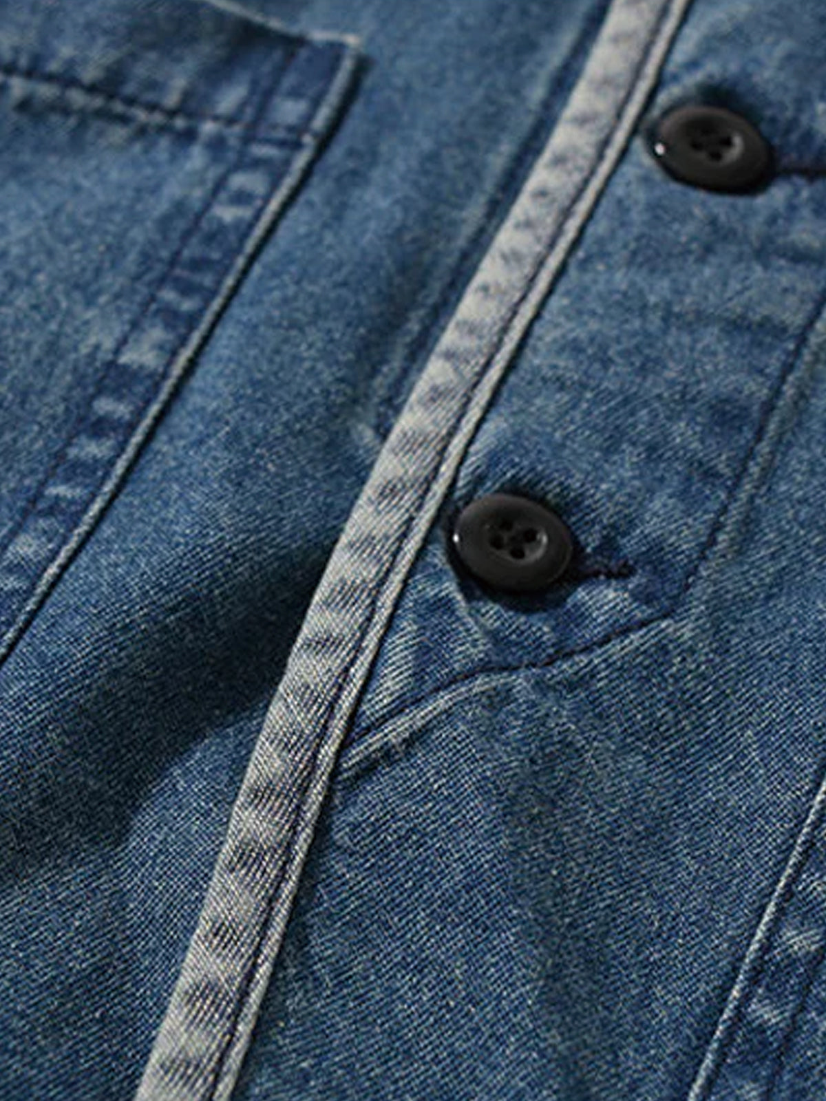 Contrast Button Collarless Denim Jacket