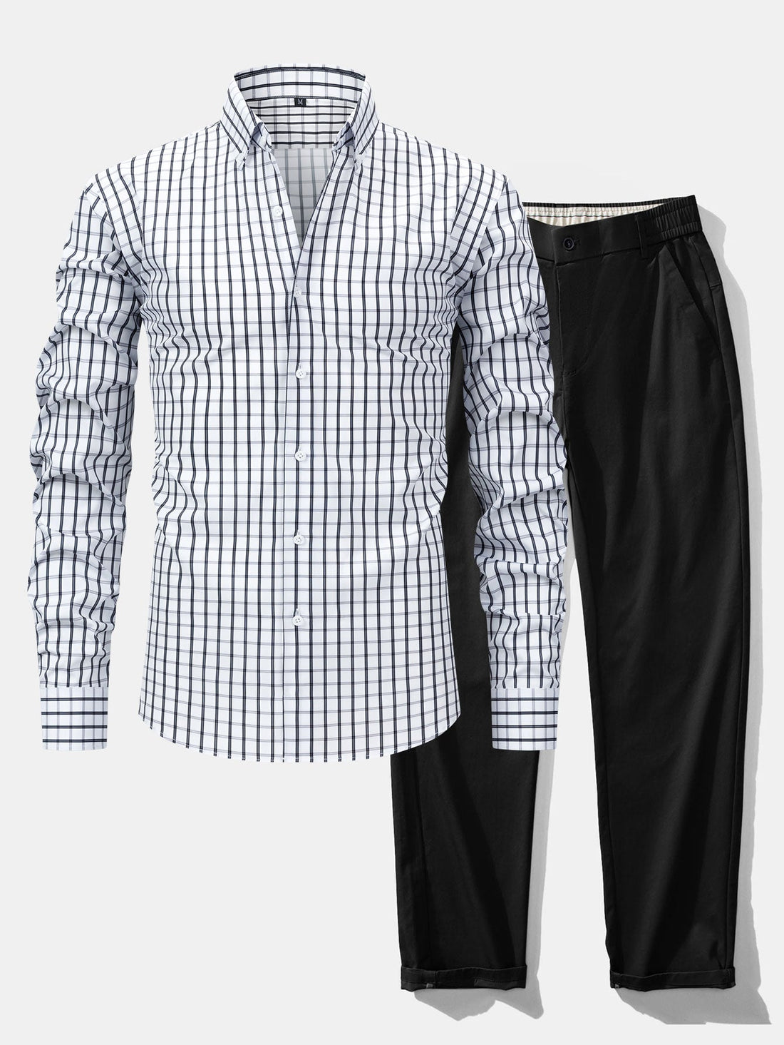 Checked Long-Sleeve Shirt & Straight Trousers