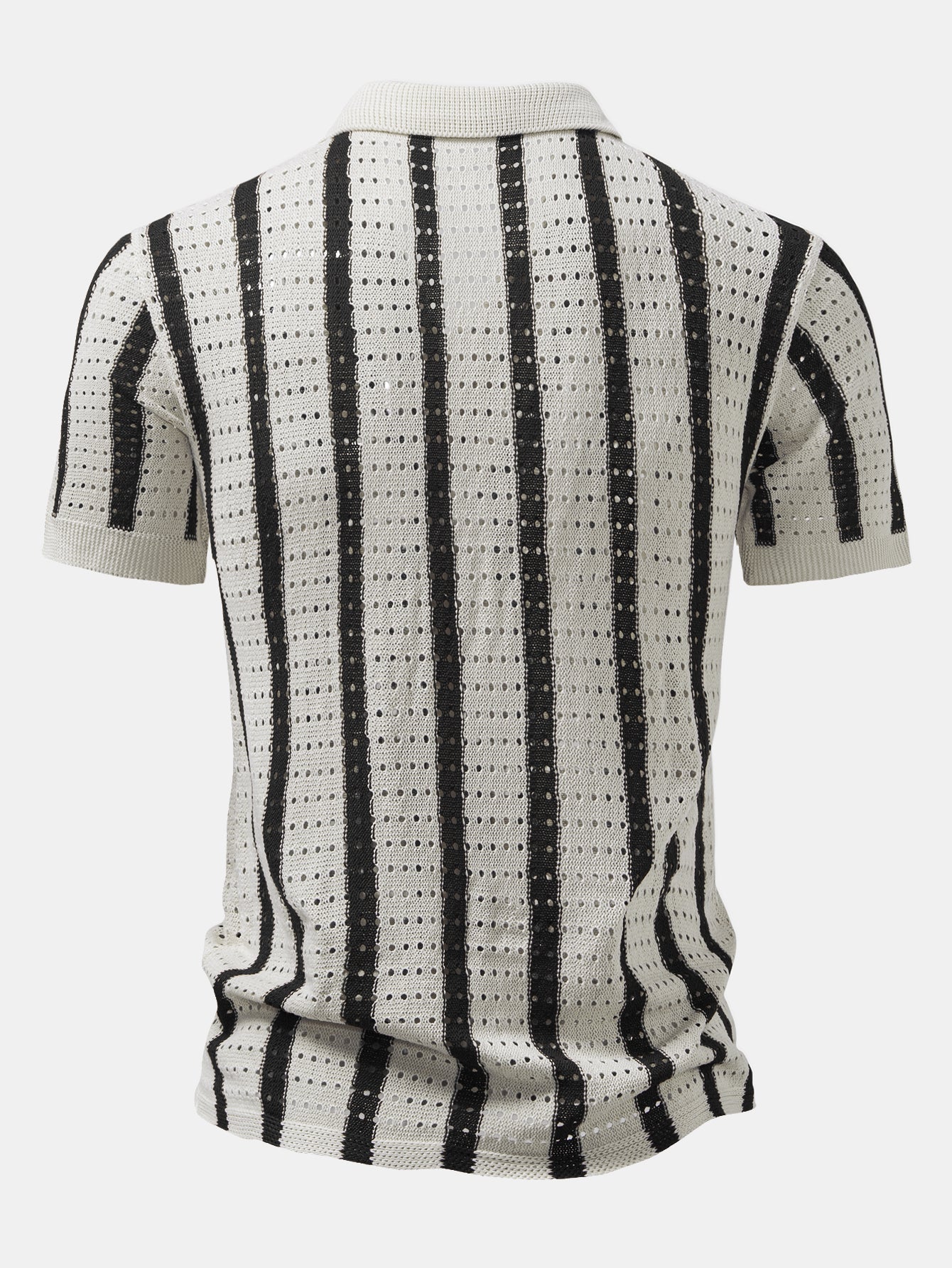 Striped Eyelet-Knit Shirt & Straight-Leg Linen Trousers