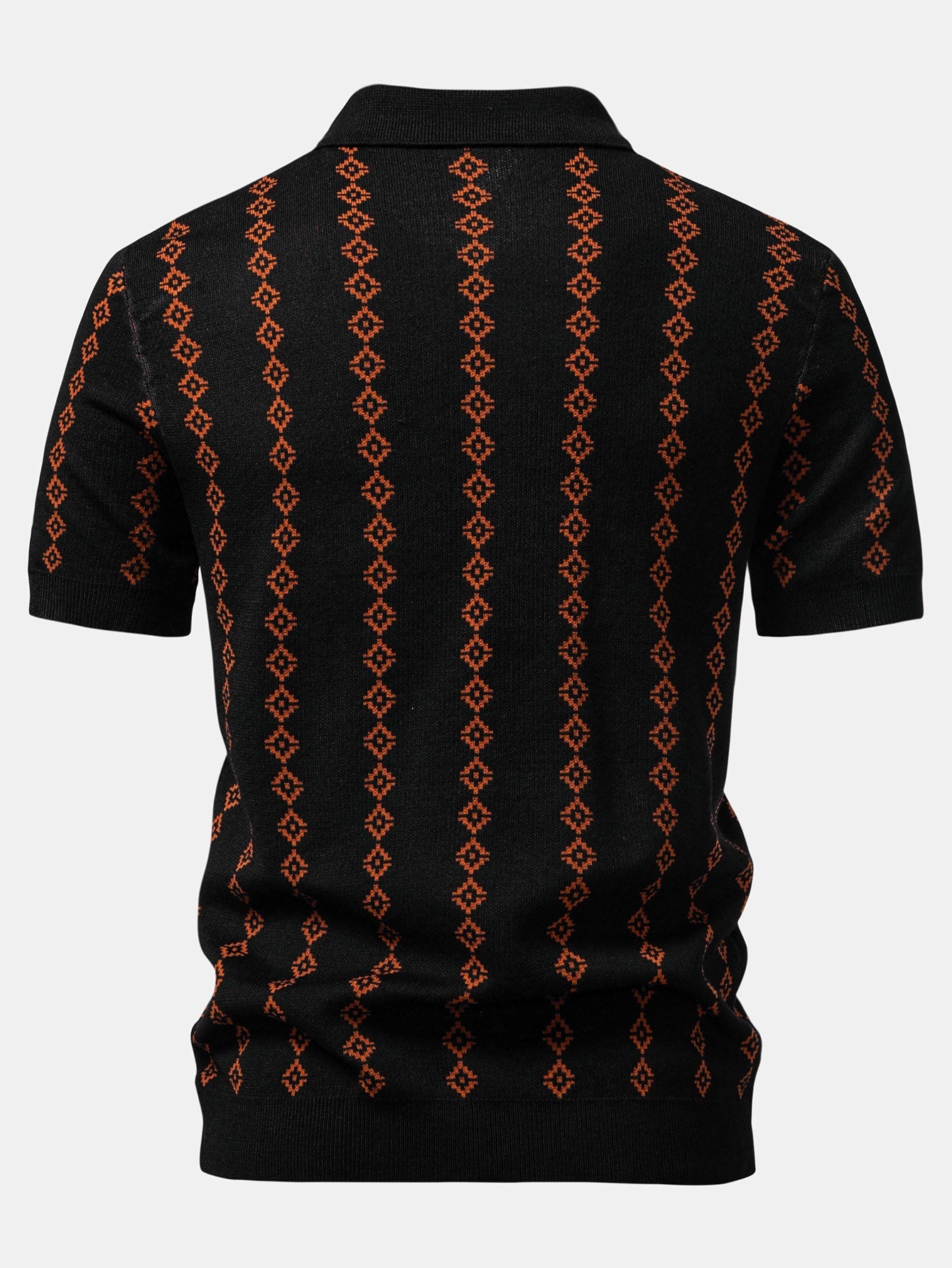 V-Neck Polo in Geometric Knit