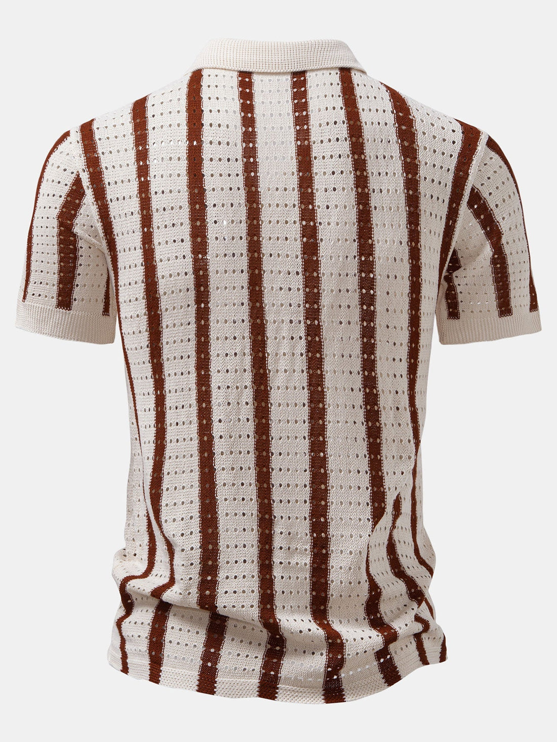 Knitted Striped Shirt with Eyelet Details