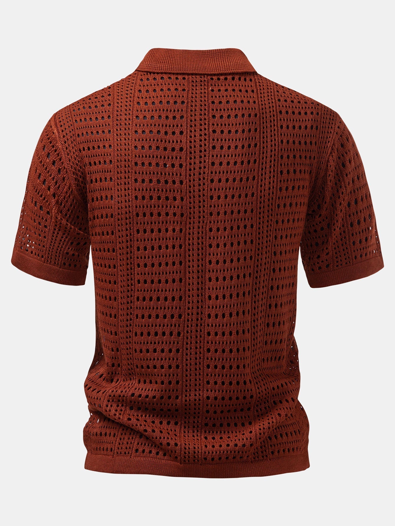 Crochet V-Neck Polo & Straight-Leg Linen Trousers