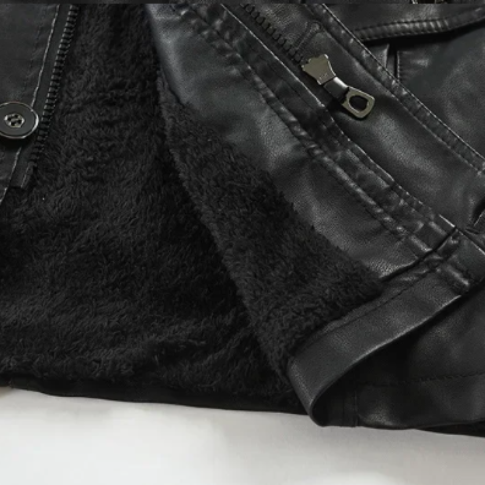 Sleek Long Leather Biker Jacket