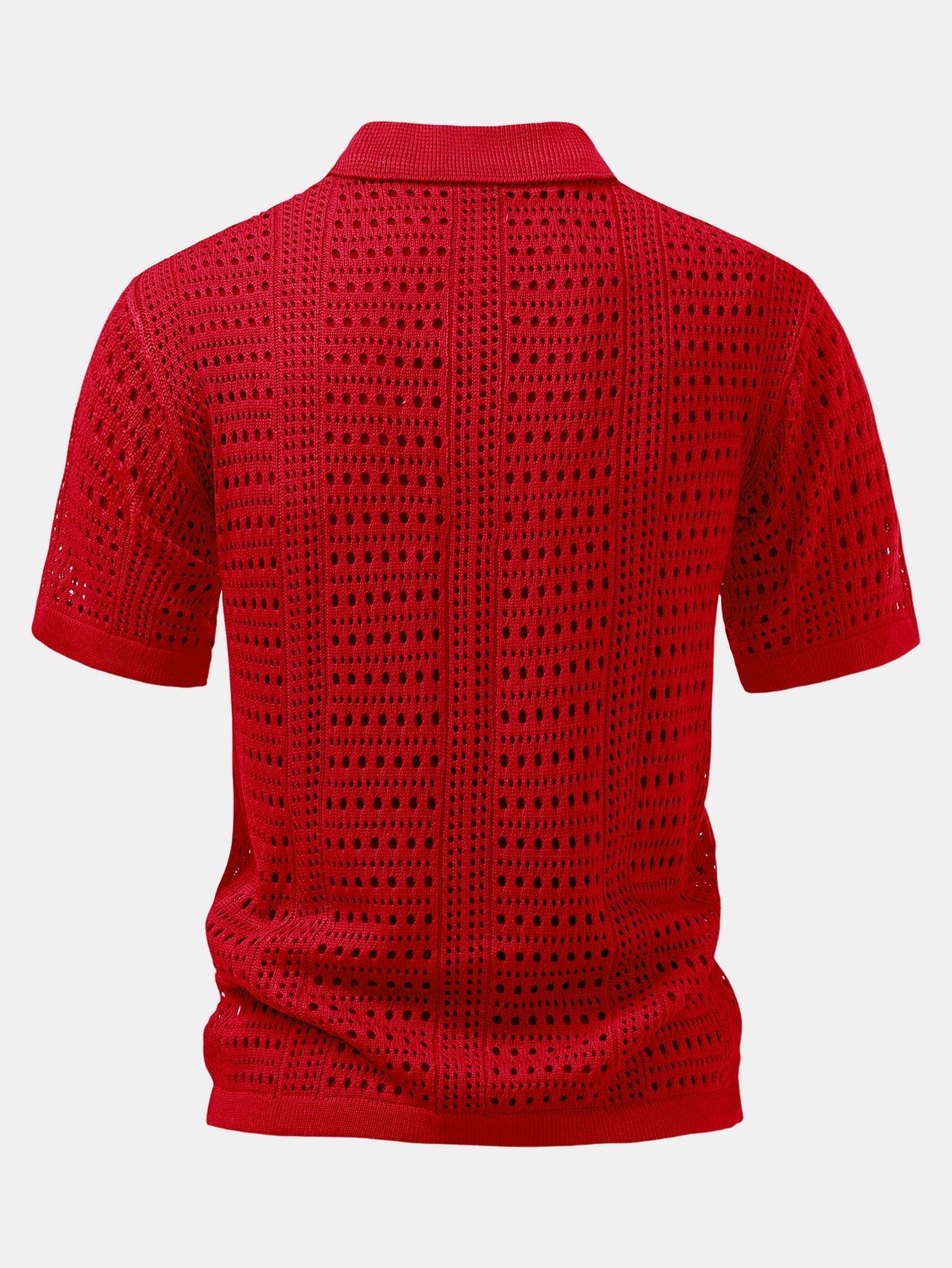 Crochet V-Neck Polo & Straight-Leg Linen Trousers