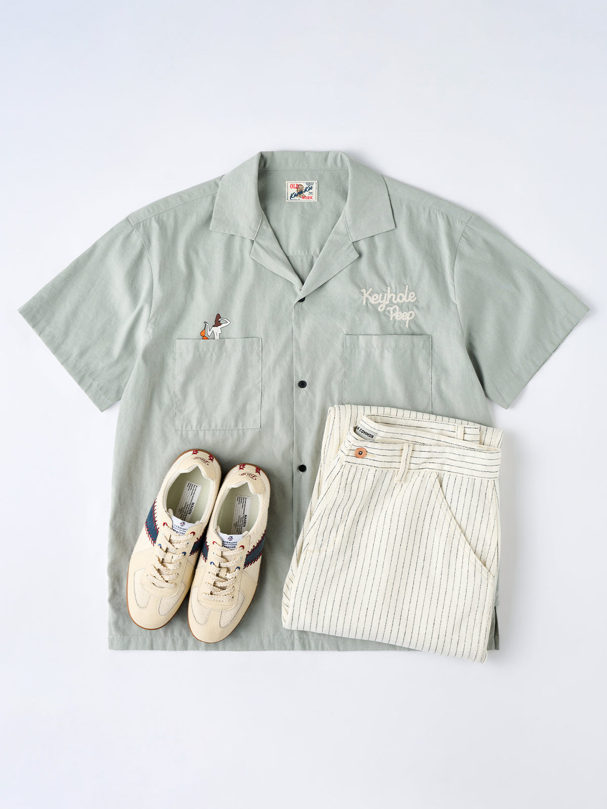 Wabash Stripe White Work Denim Pants