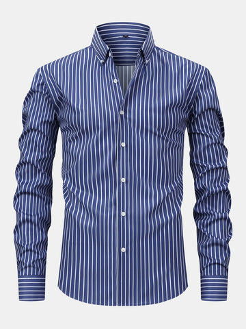 Long-Sleeve Striped Button-Up Shirt