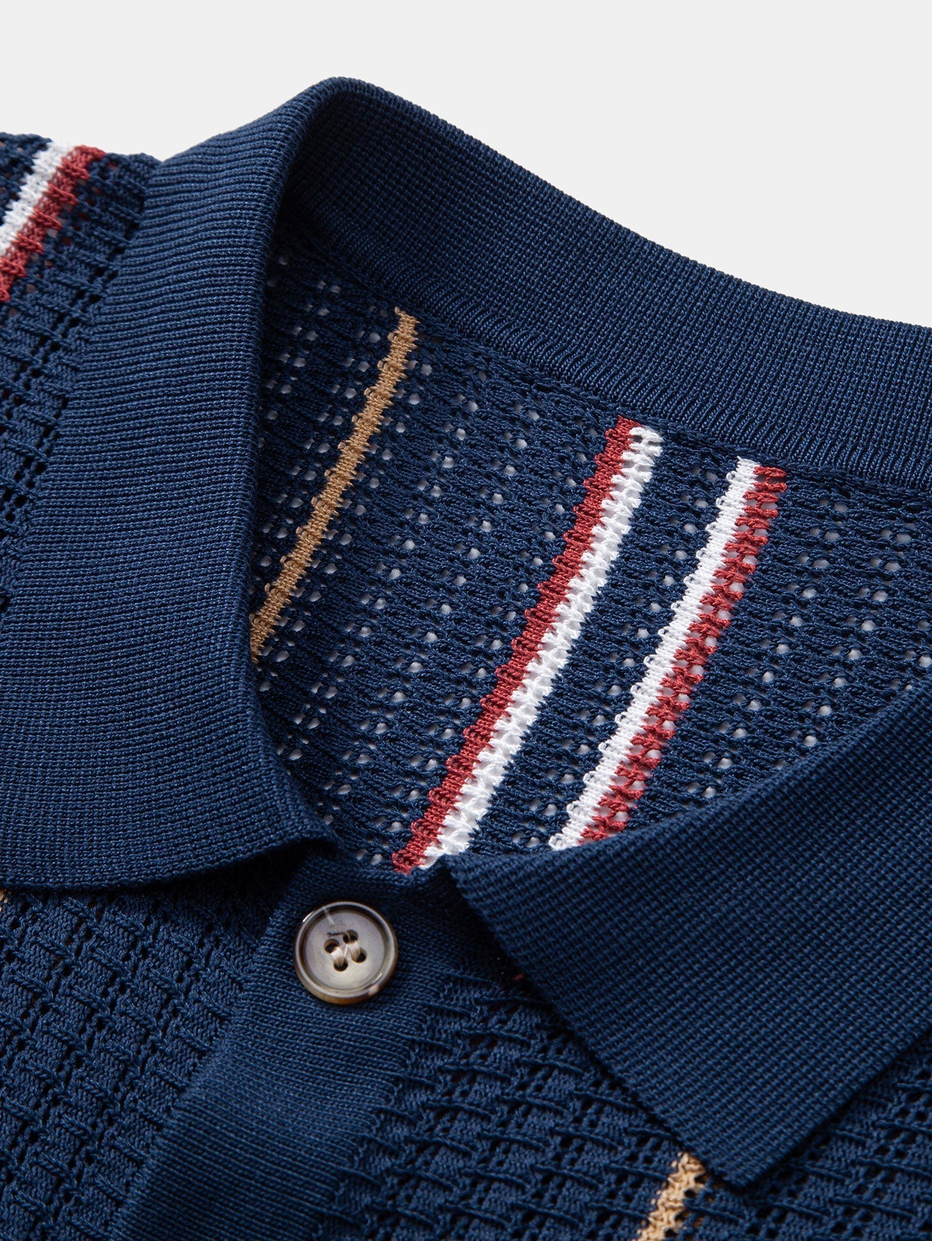 Crochet Striped Button-Front Shirt & Straight-Leg Linen Trousers