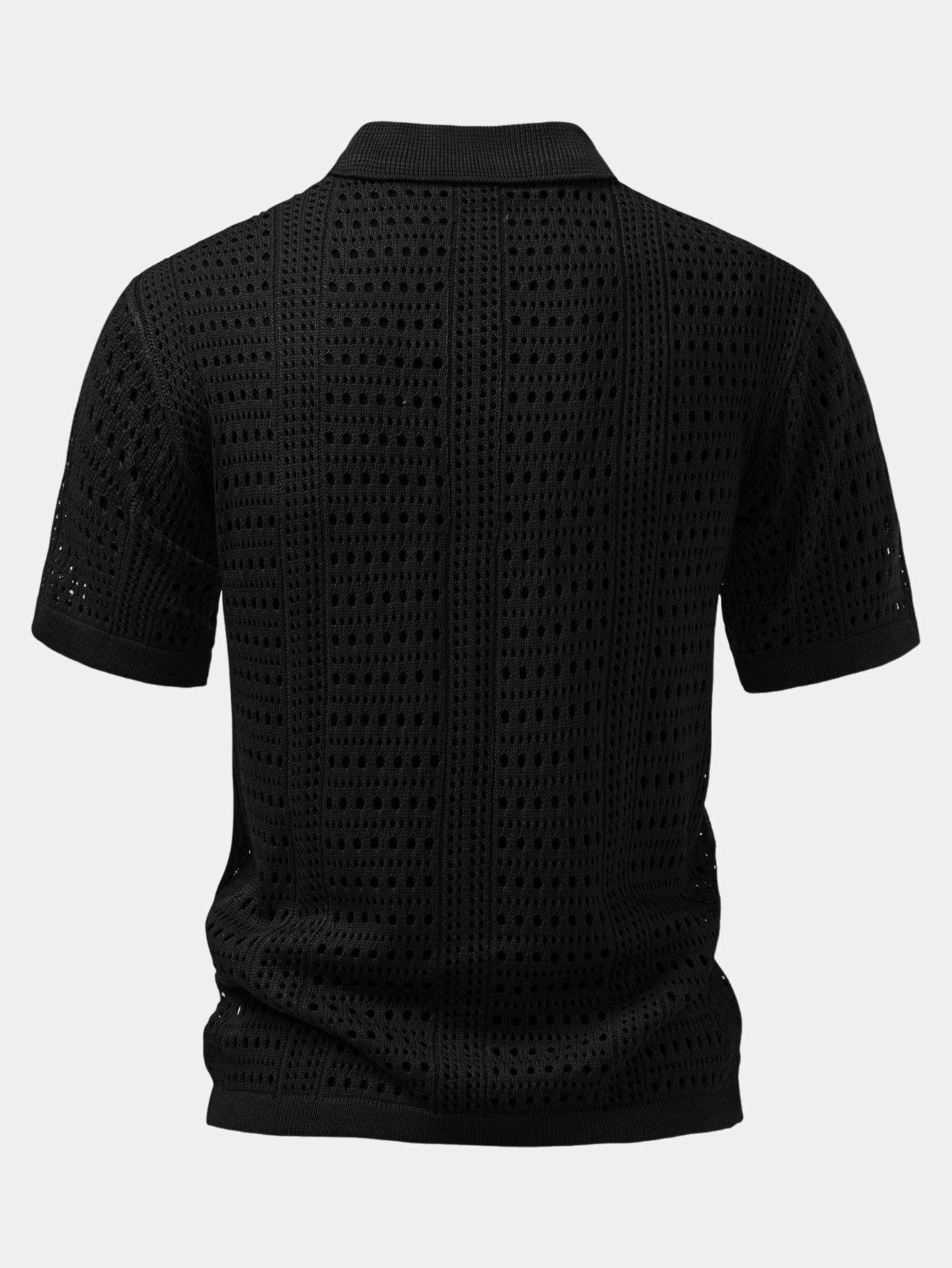 Crochet V-Neck Polo & Straight-Leg Linen Trousers