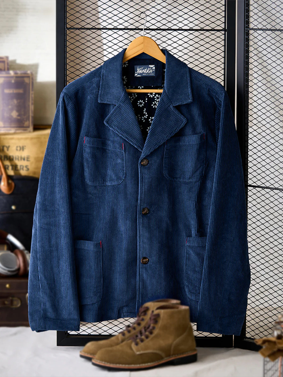Vintage Corduroy Indigo-Dyed Work Jacket