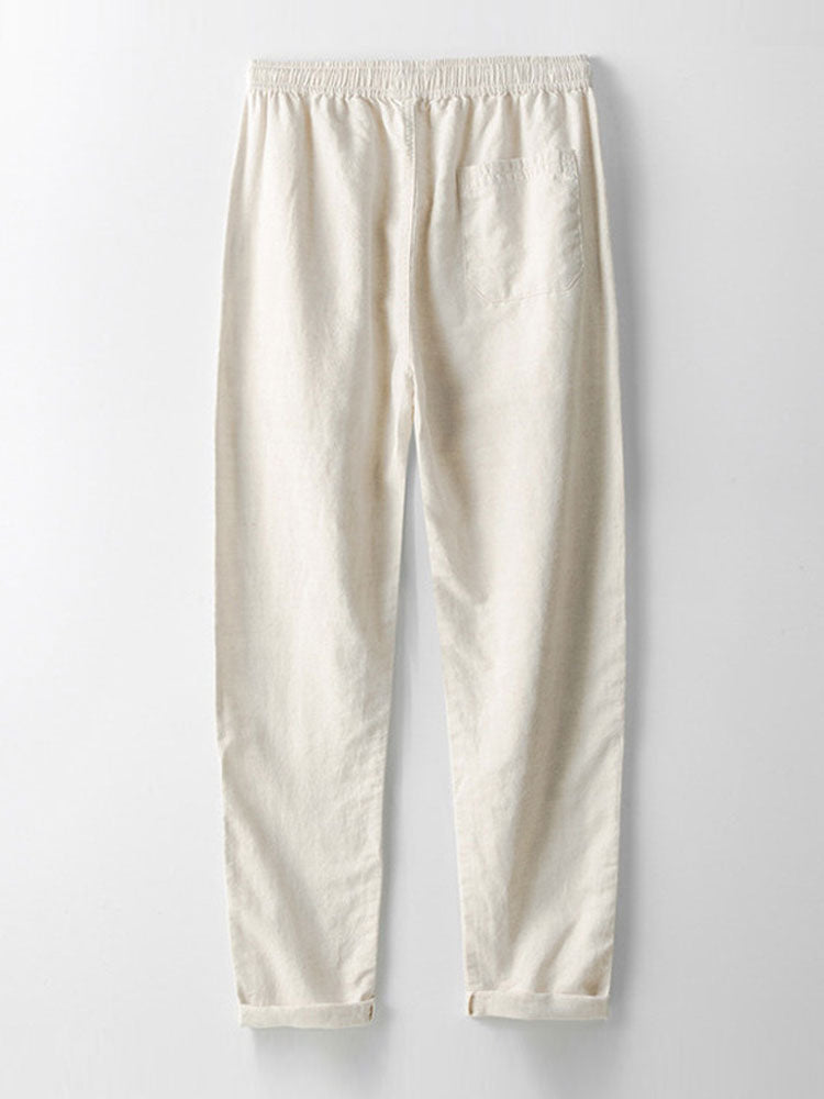 Crochet Polo & Straight-Leg Linen Trousers