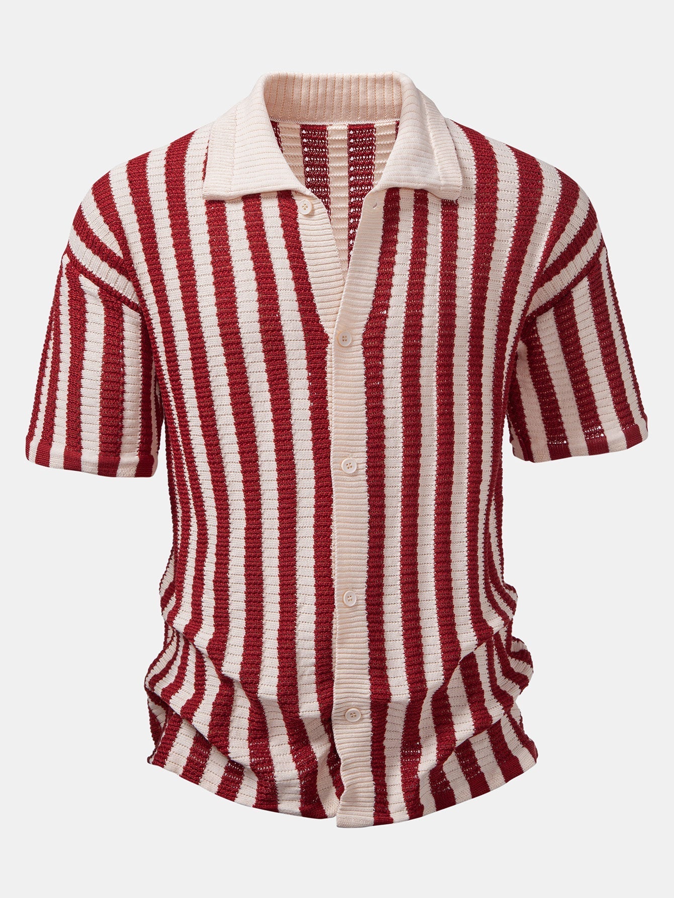 Dropped-Shoulder Shirt with Crochet Stripes & Straight-Leg Linen Trousers