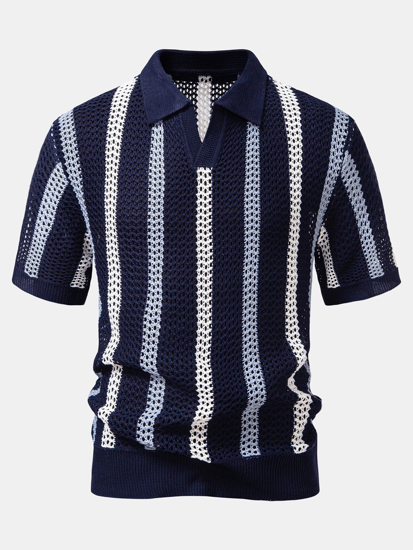 Crochet Polo & Straight-Leg Linen Trousers