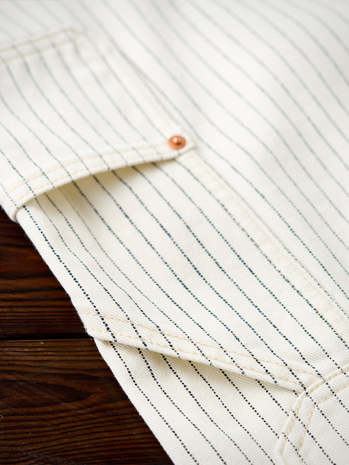 Wabash Stripe White Work Denim Pants