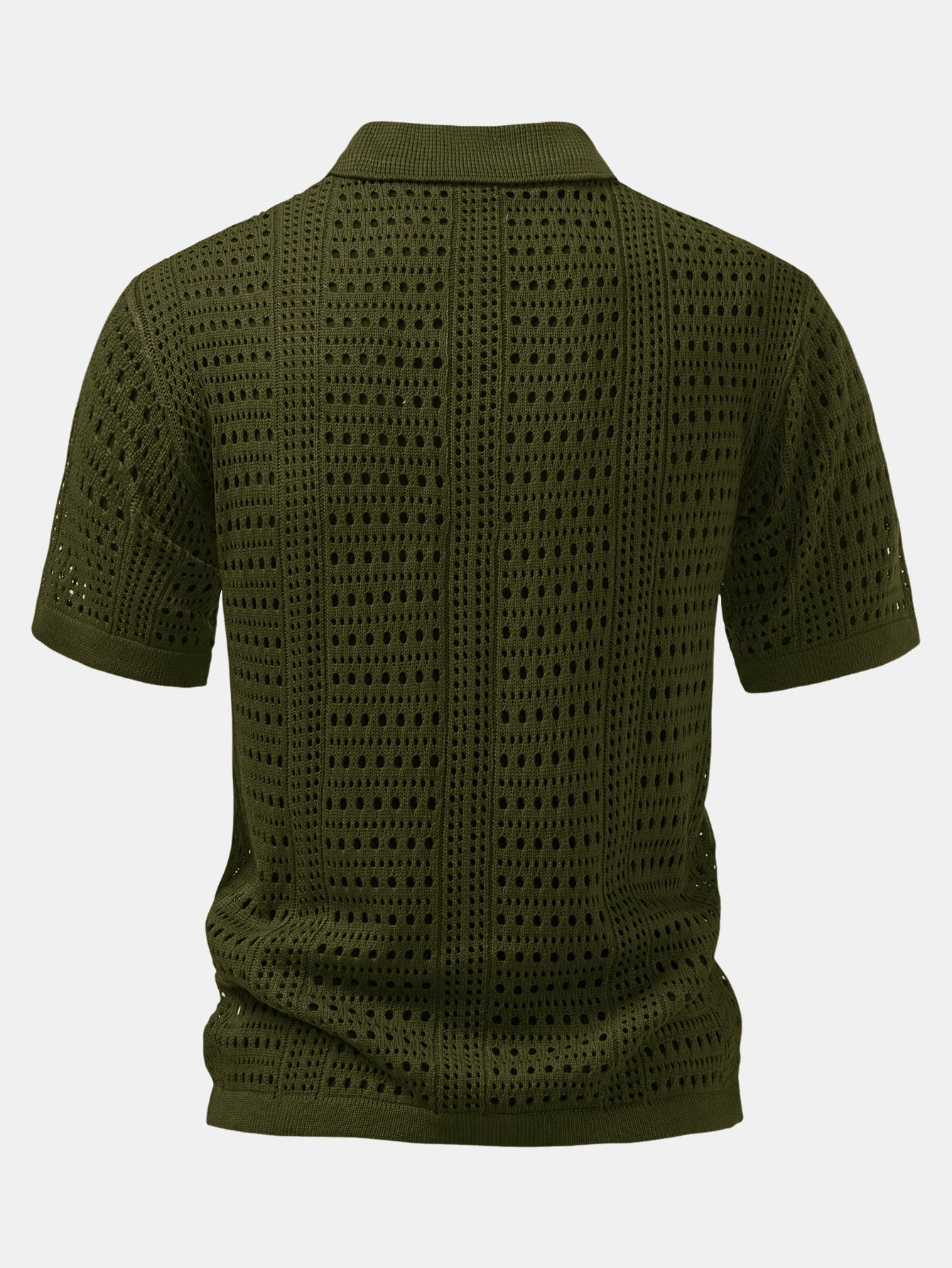Crochet V-Neck Polo & Straight-Leg Linen Trousers