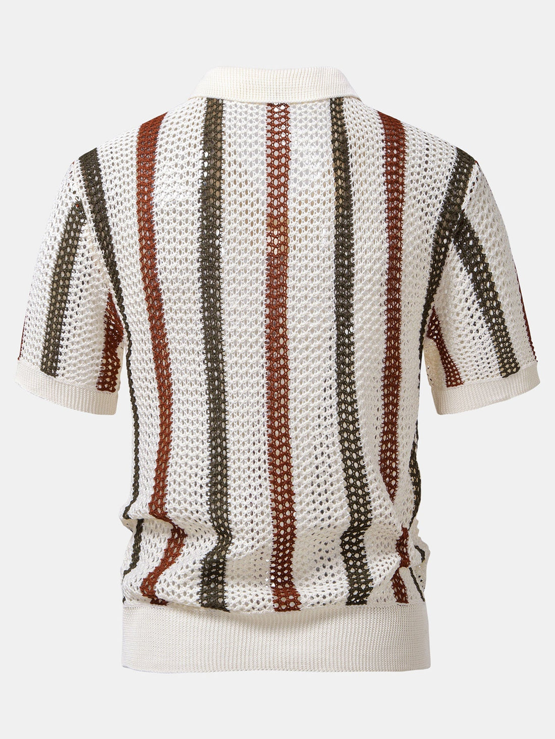 Striped Crochet V-Neck Polo