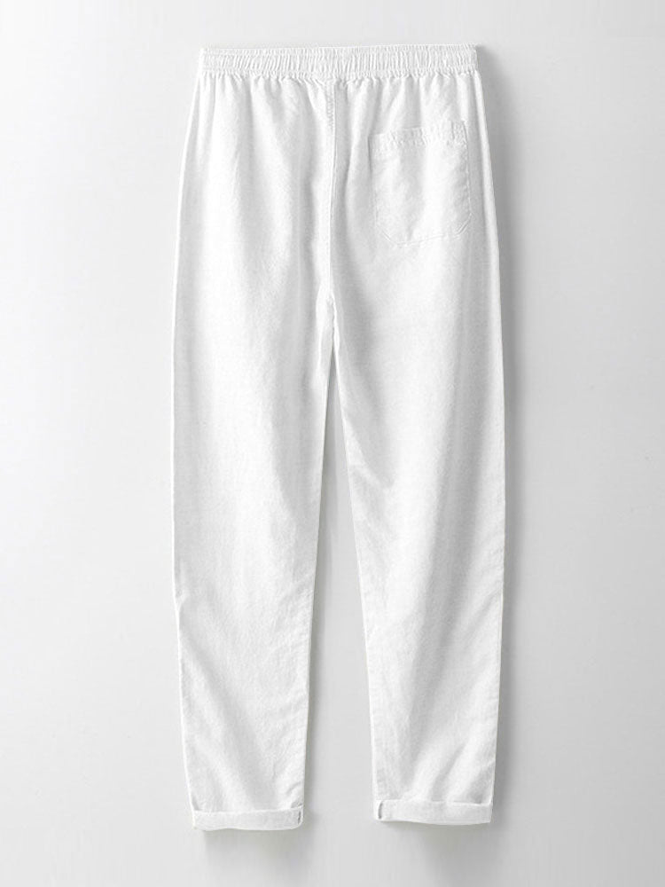 Striped Button-Front Knit Shirt & Straight-Leg Linen Trousers