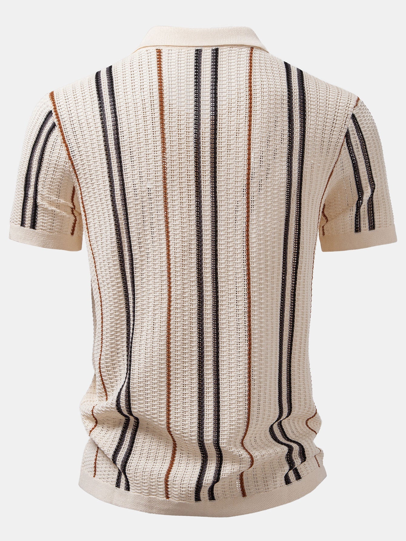 Crochet Striped Button-Front Shirt & Straight-Leg Linen Trousers
