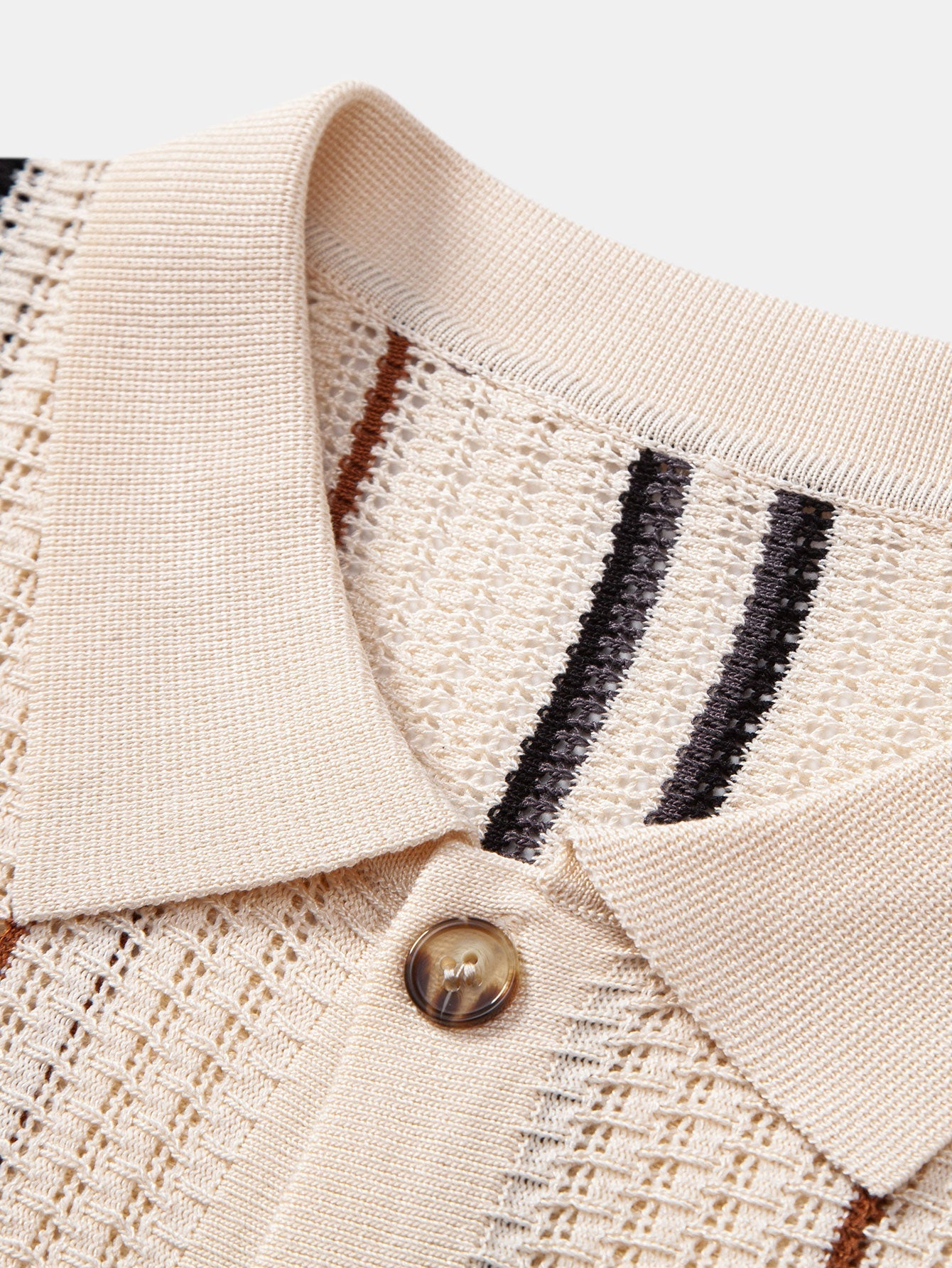 Crochet Striped Button-Front Shirt & Straight-Leg Linen Trousers