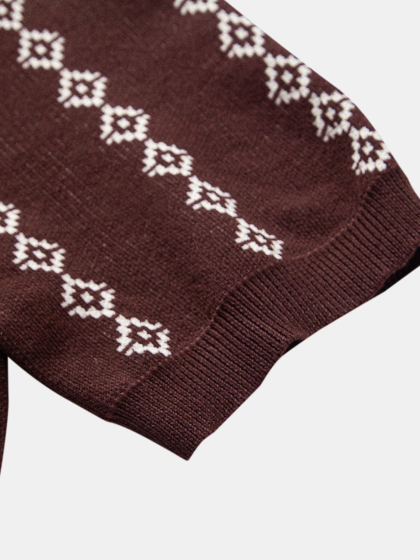 V-Neck Polo in Geometric Knit