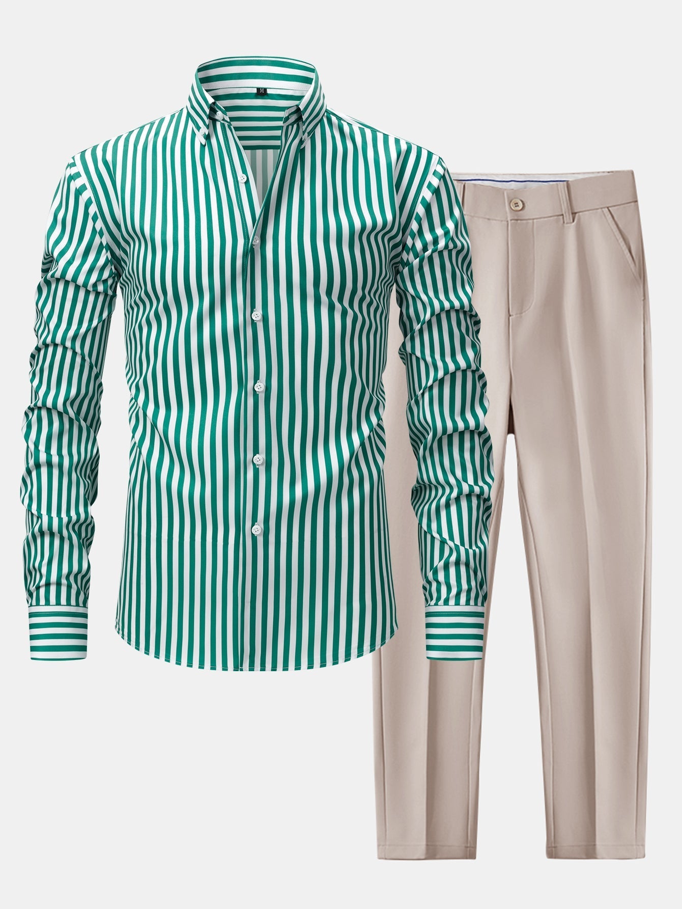 Long-Sleeve Striped Button-Front Shirt & Slim-Fit Tapered Trousers