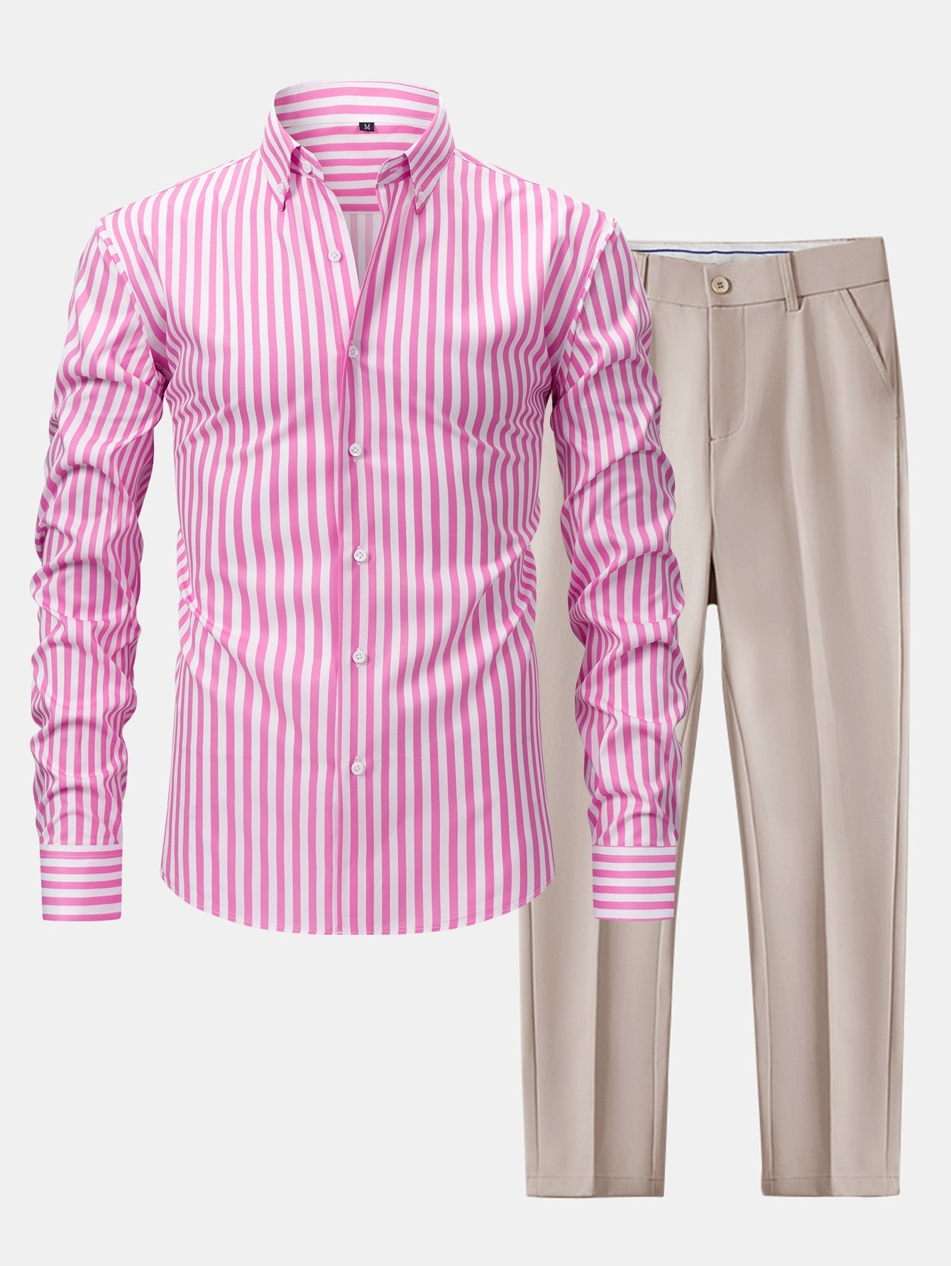 Long-Sleeve Striped Button-Front Shirt & Slim-Fit Tapered Trousers