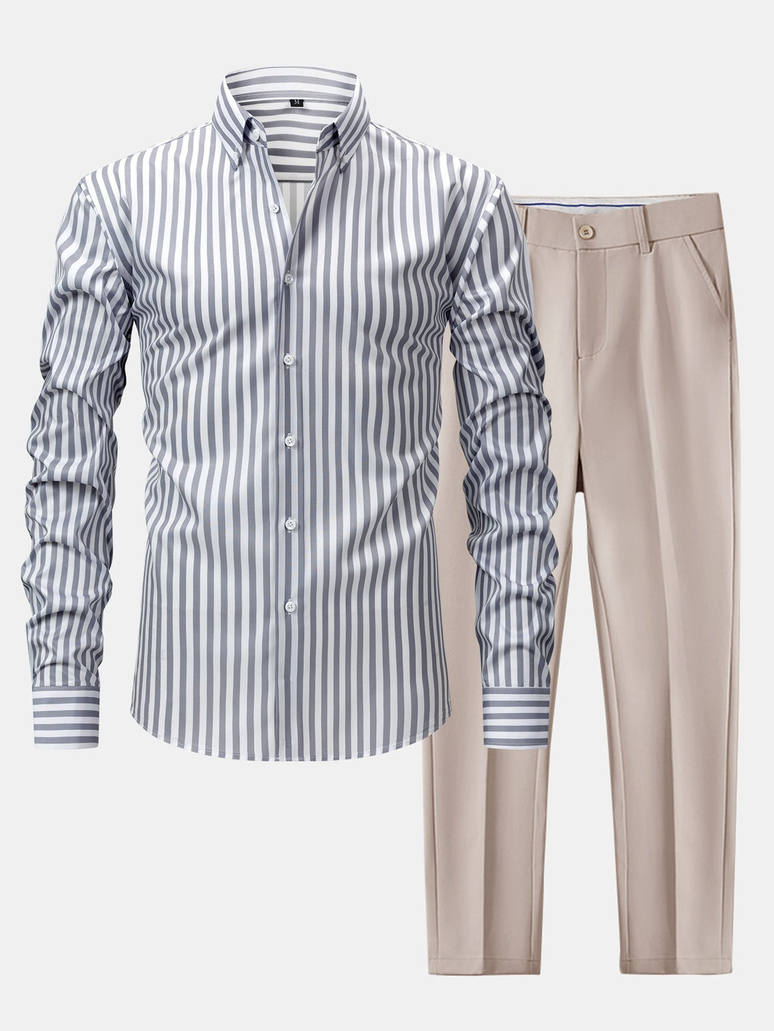 Long-Sleeve Striped Button-Front Shirt & Slim-Fit Tapered Trousers