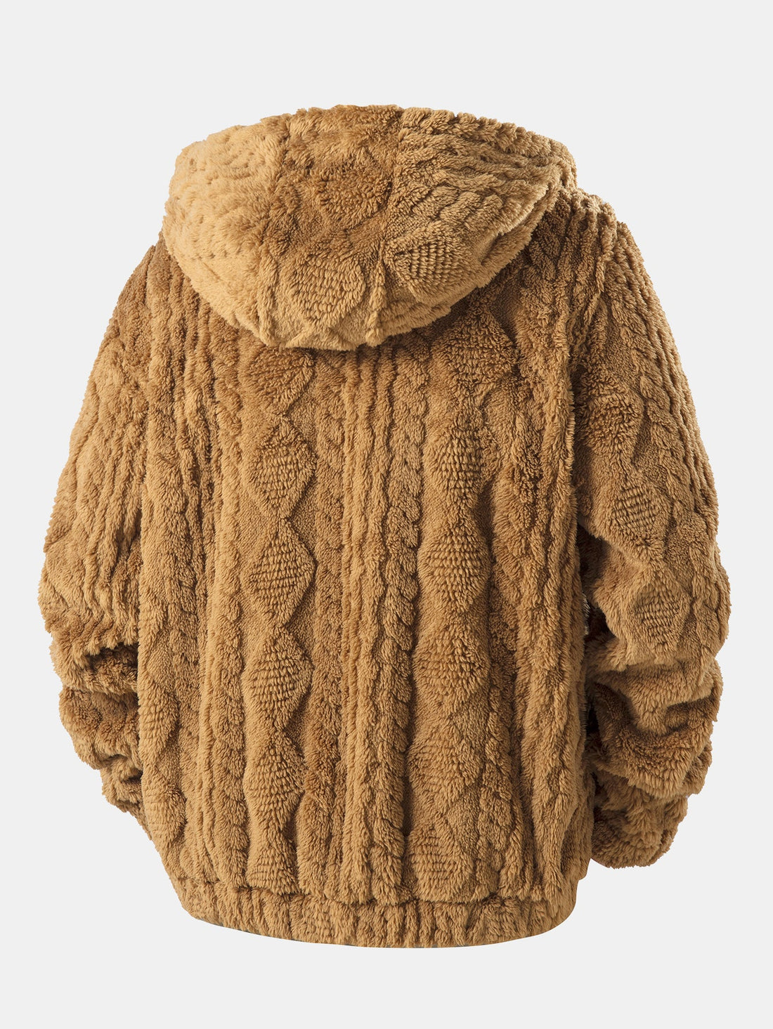 Geometric Jacquard Teddy Fleece Hoodie