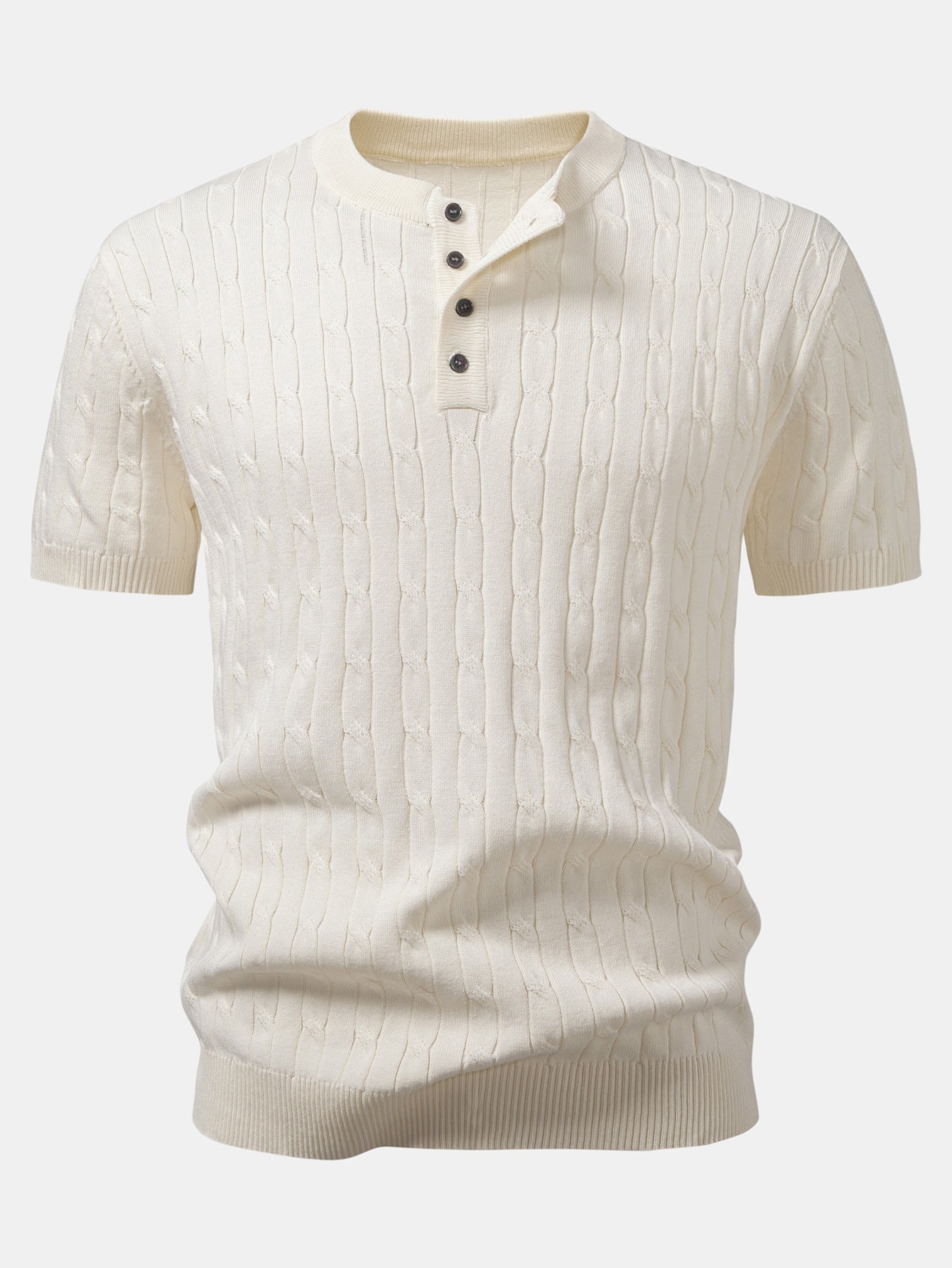Twist-Knit Henley Shirt & Slim-Fit Tapered Trousers
