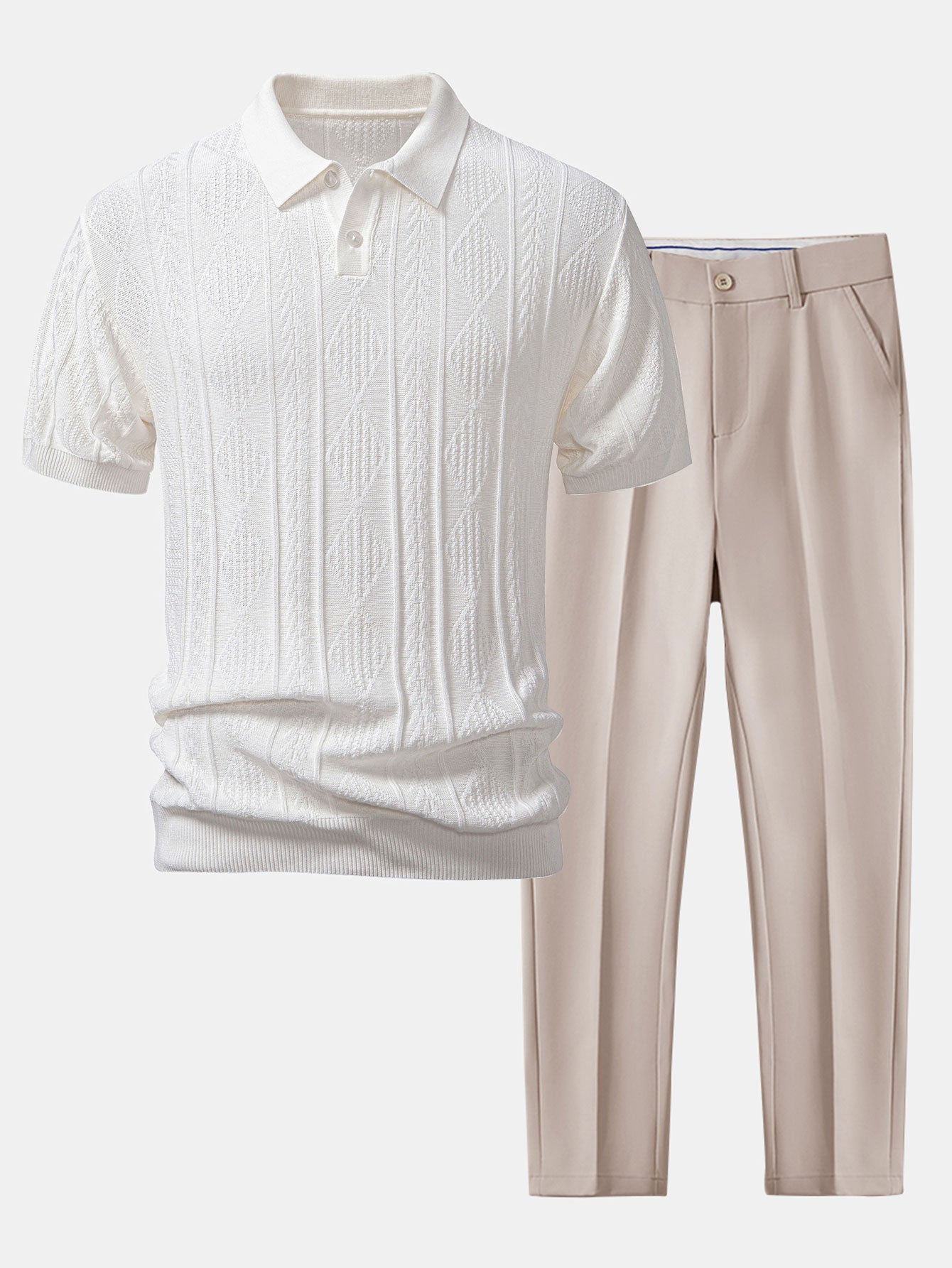 Geometric Jacquard Polo and Slim-Fit Tapered Trousers
