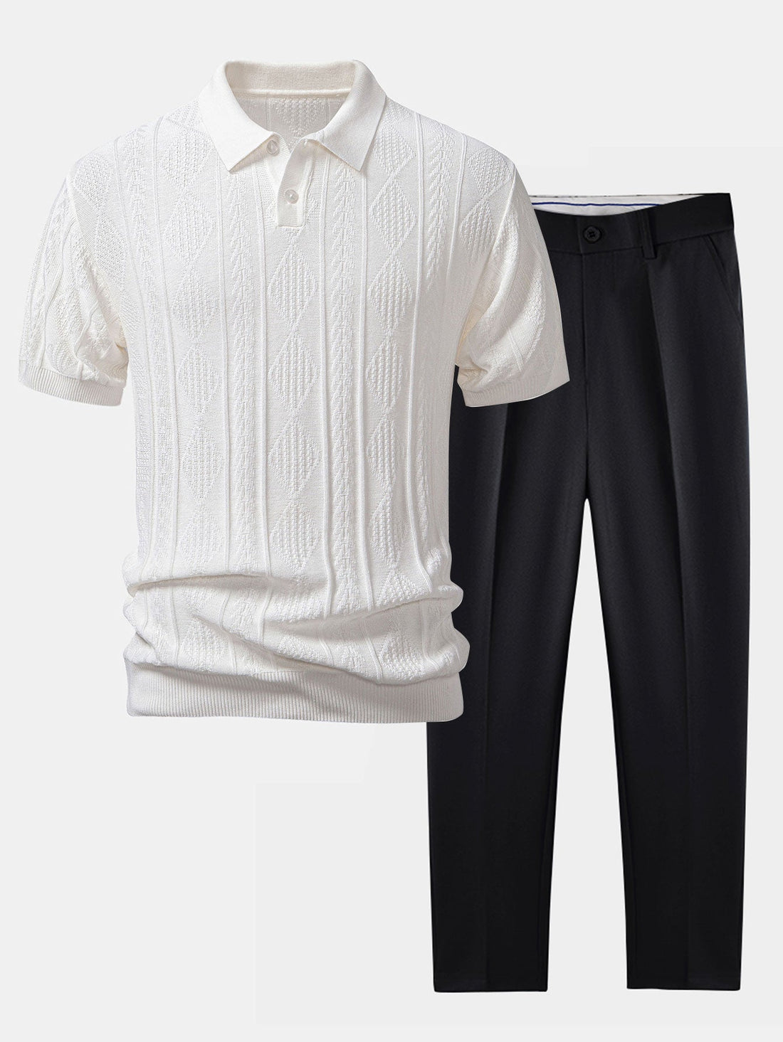 Geometric Jacquard Polo and Slim-Fit Tapered Trousers